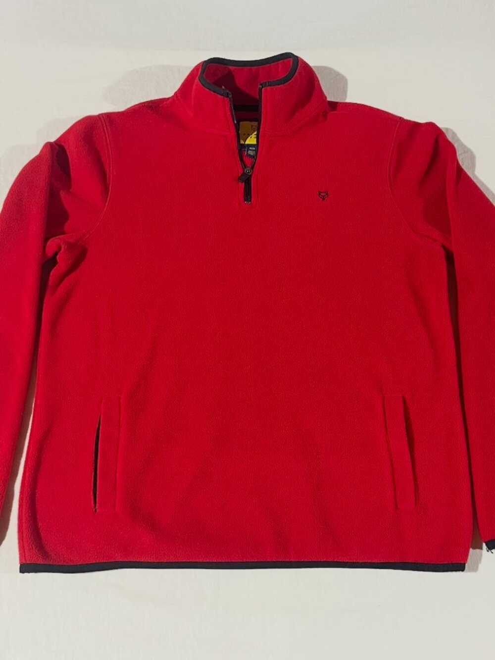 Prince & Fox Quarter Zip Fleece Pullover M Red Black Trim Fox Logo Mens